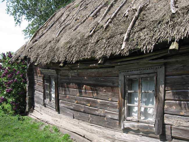 Изба с соломенной крышей